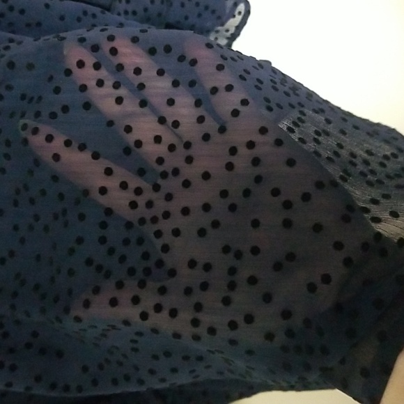 Zara Swiss Dot Navy Blouse - Picture 7 of 10